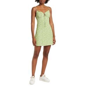 Elodie Ruched Sweetheart Mini Dress in Green